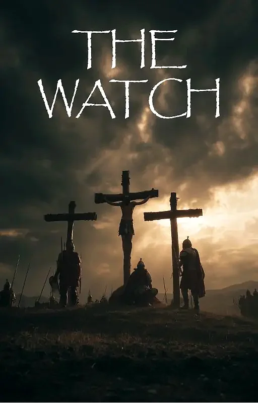 THE WATCH key art: three crosses beneath a storm sky, concept artwork